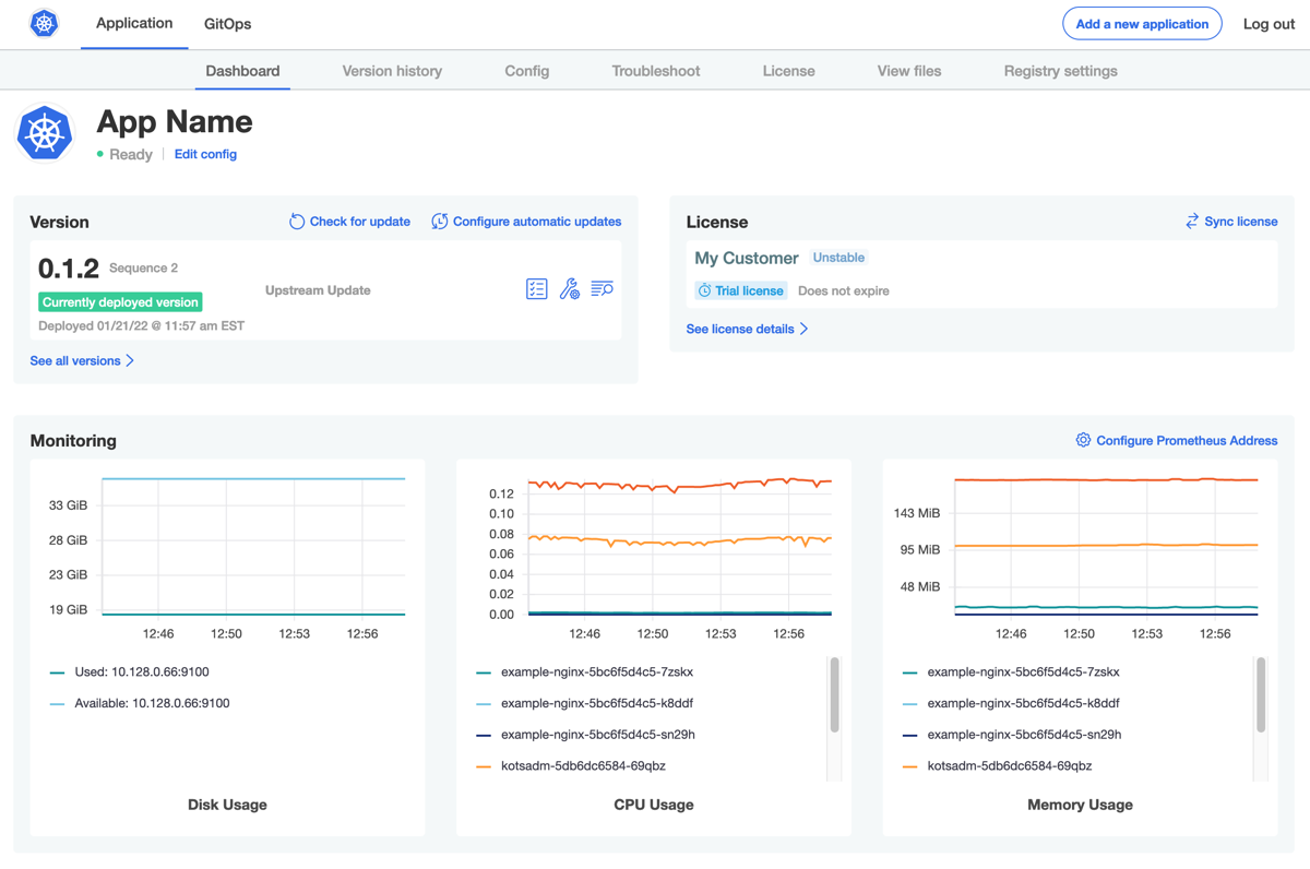 Admin Console dashboard